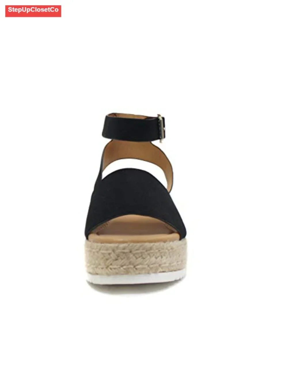 Open Toe Buckle Ankle Strap Espadrilles Flatform Wedge Casual Sandal